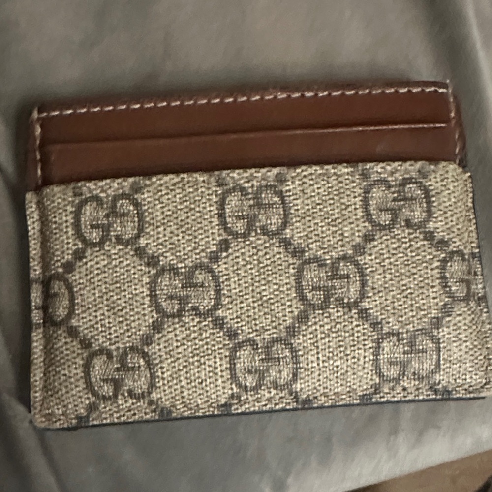 Gucci Tan and Brown Signature Card Holder